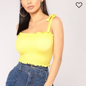 Fashionnova tube top in yellow